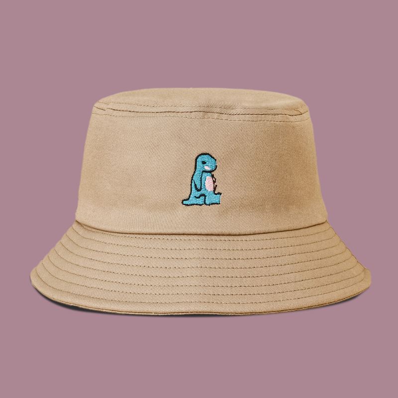 Unisex Tegneserie Lille Dinosaur Broderi Solhat Udendørs Casual Sunshade Bucket Hat