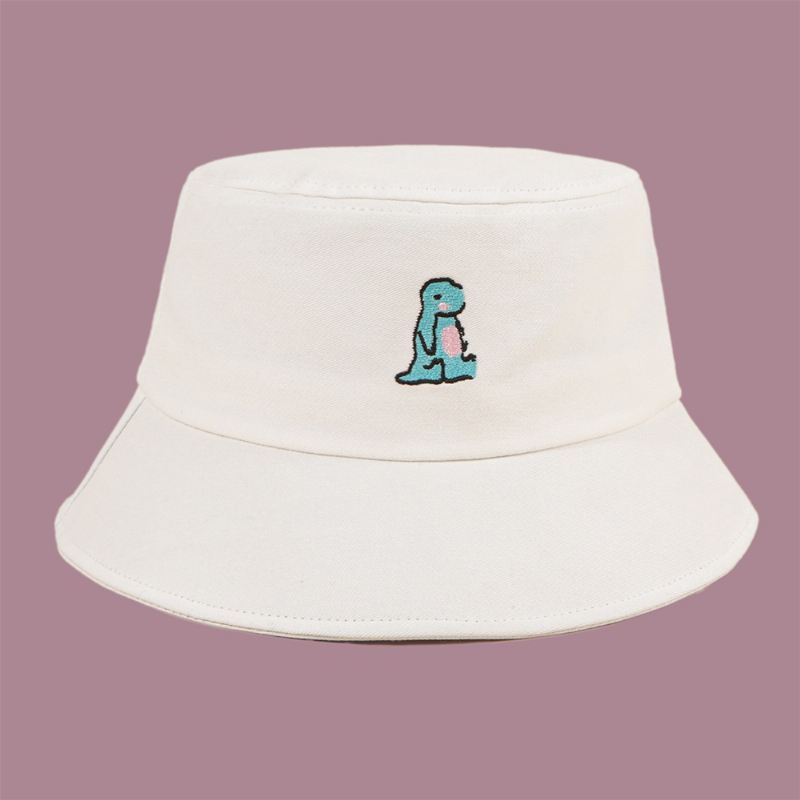 Unisex Tegneserie Lille Dinosaur Broderi Solhat Udendørs Casual Sunshade Bucket Hat