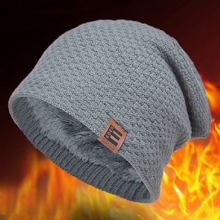 Unisex Uld Plus Fløjl Tyk Vinter Hold Varmen Udendørs Casual Brief Ulden Hat Beanie