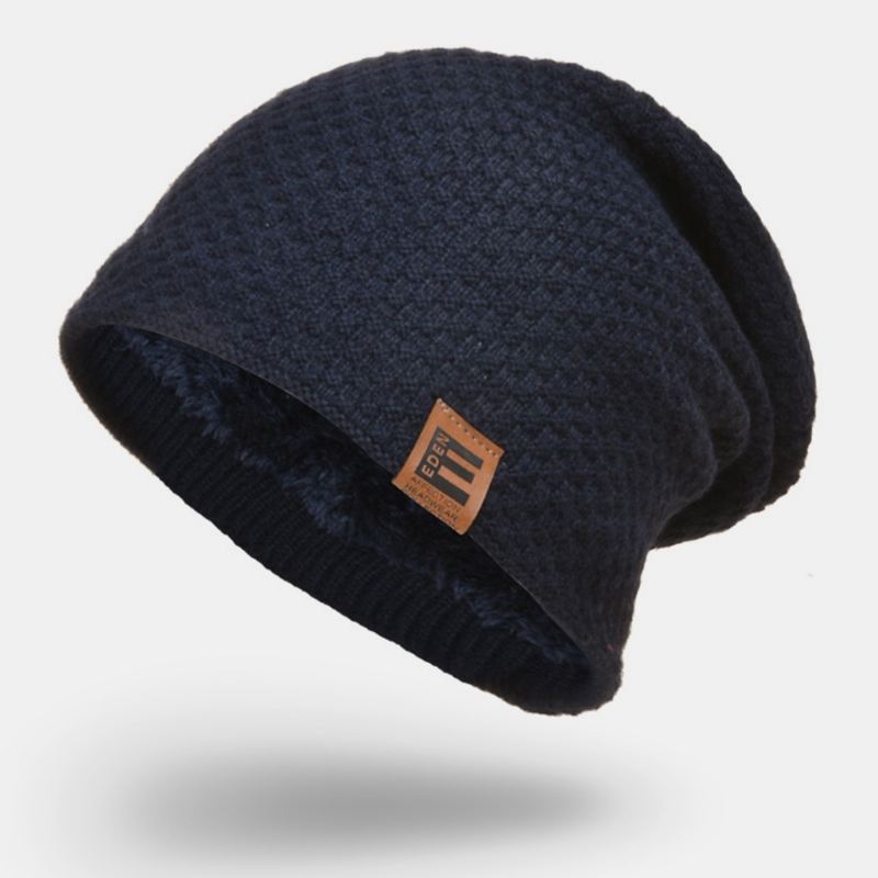 Unisex Uld Plus Fløjl Tyk Vinter Hold Varmen Udendørs Casual Brief Ulden Hat Beanie