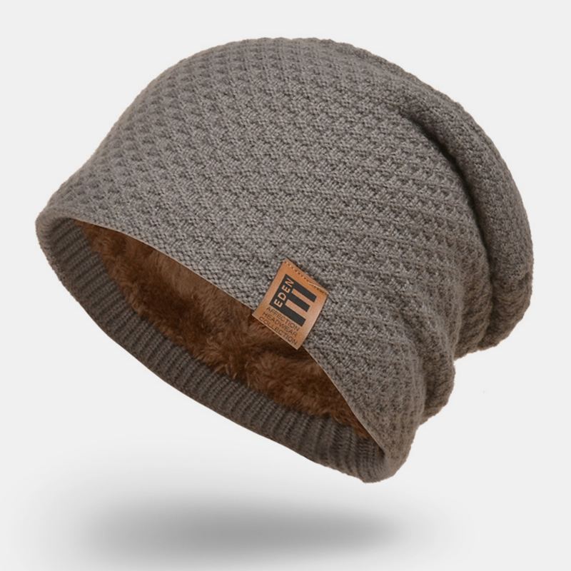 Unisex Uld Plus Fløjl Tyk Vinter Hold Varmen Udendørs Casual Brief Ulden Hat Beanie