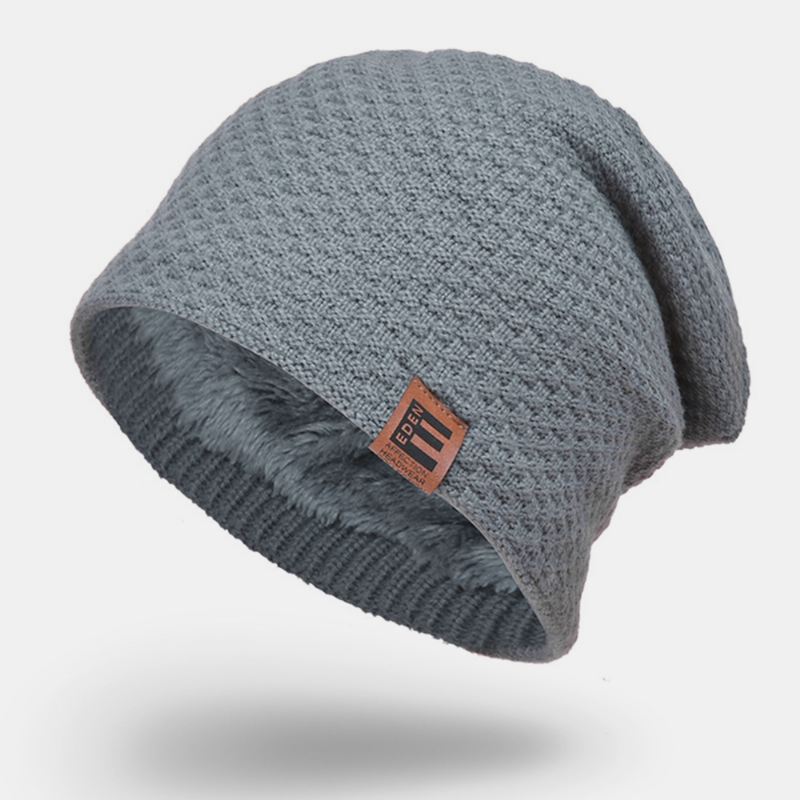 Unisex Uld Plus Fløjl Tyk Vinter Hold Varmen Udendørs Casual Brief Ulden Hat Beanie