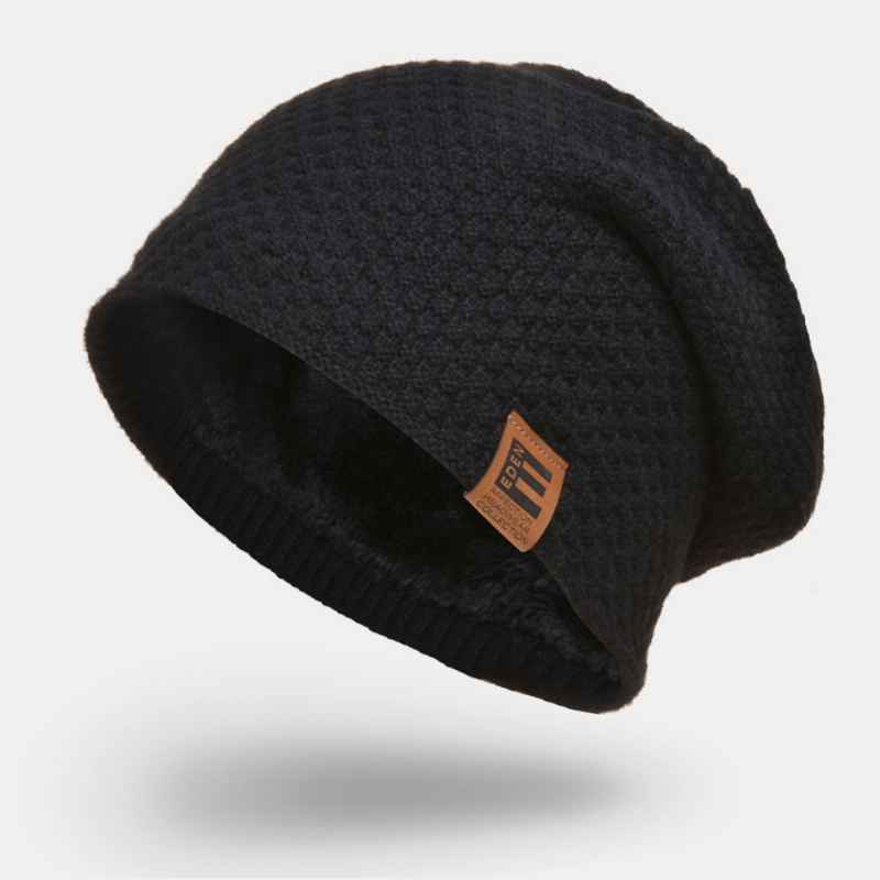 Unisex Uld Plus Fløjl Tyk Vinter Hold Varmen Udendørs Casual Brief Ulden Hat Beanie