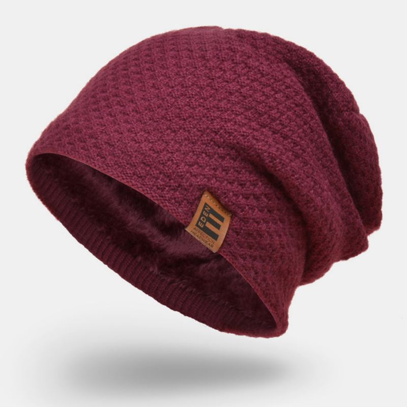 Unisex Uld Plus Fløjl Tyk Vinter Hold Varmen Udendørs Casual Brief Ulden Hat Beanie