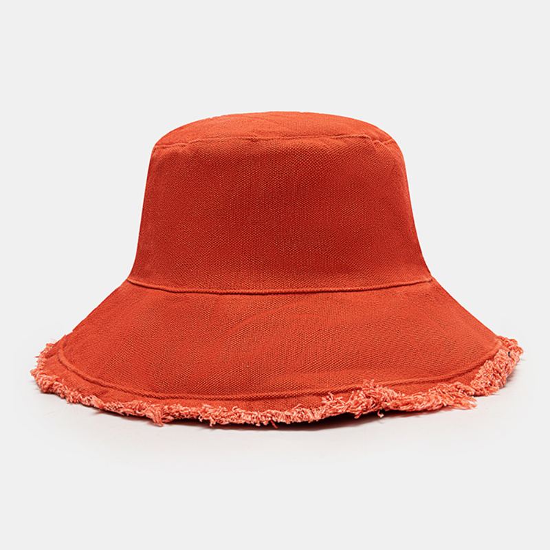 Unisex Vasket Bomuld Brevmønster Broderi Patch Rude Kanter All-match Sunscreen Bucket Hat