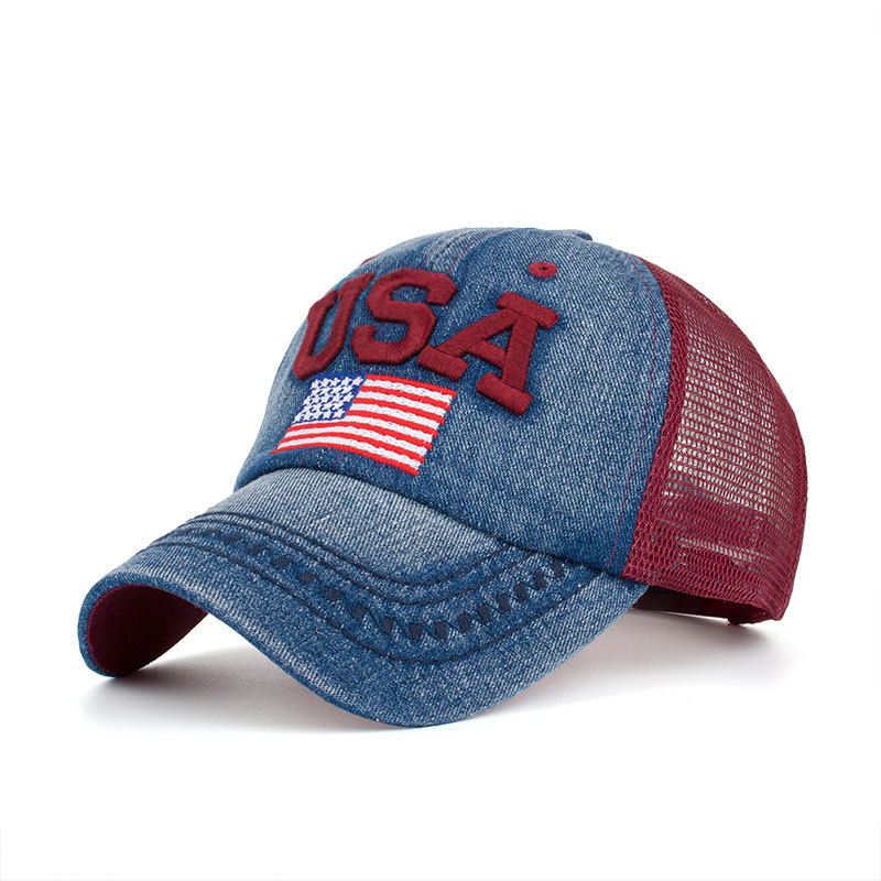 Unisex Vintage Patriotisk Baseballkasket Stilfuld Nødlidende Amerikansk Flaghat