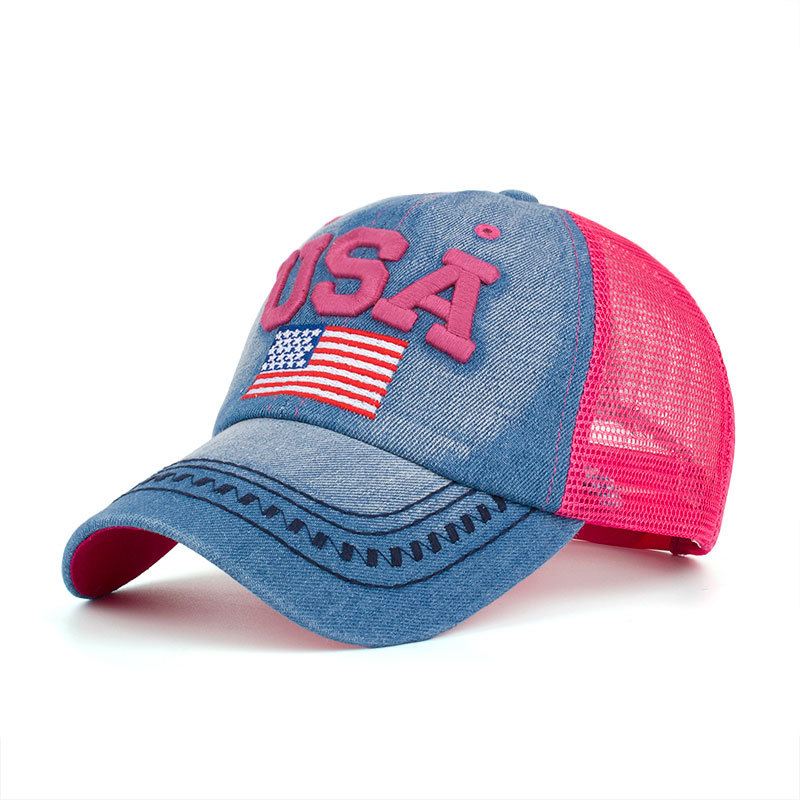 Unisex Vintage Patriotisk Baseballkasket Stilfuld Nødlidende Amerikansk Flaghat