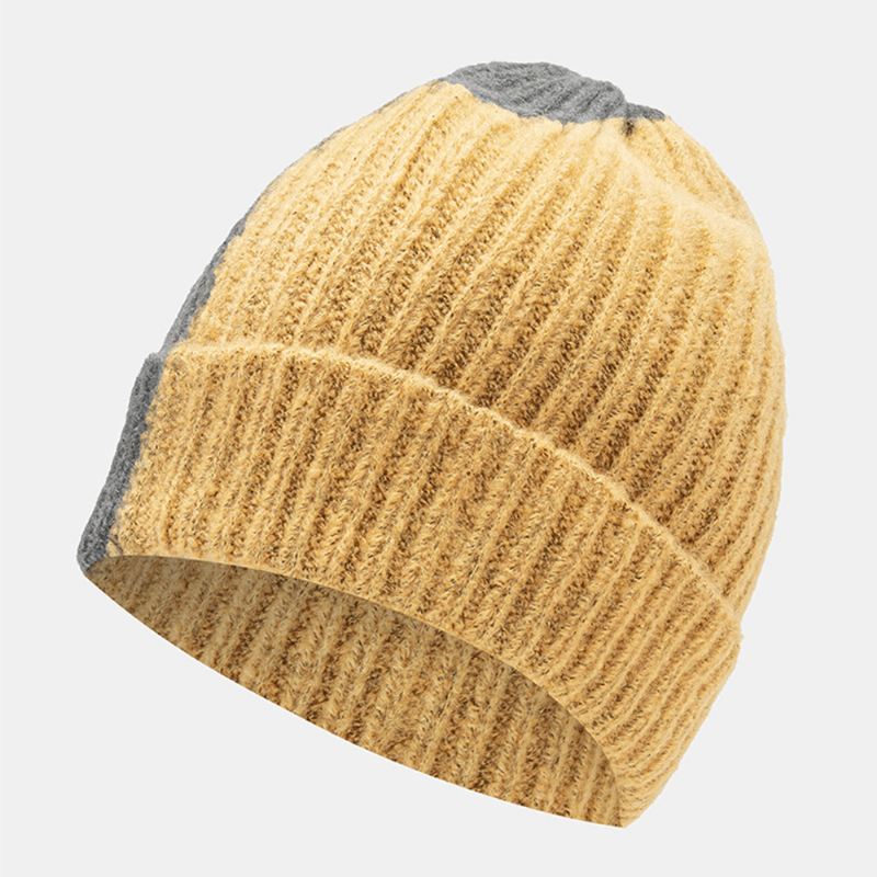 Unisex Vinterfarvematchende Enkel Strikhue Udendørs Casual All-match Elastik Ørebeskyttelse Varm Beanie Hat