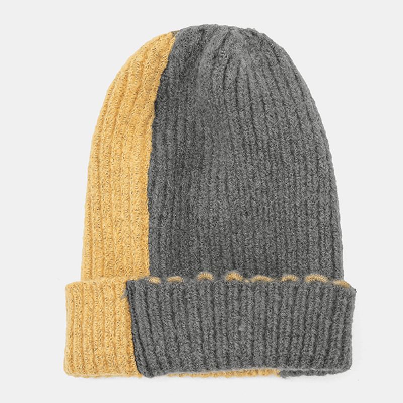 Unisex Vinterfarvematchende Enkel Strikhue Udendørs Casual All-match Elastik Ørebeskyttelse Varm Beanie Hat