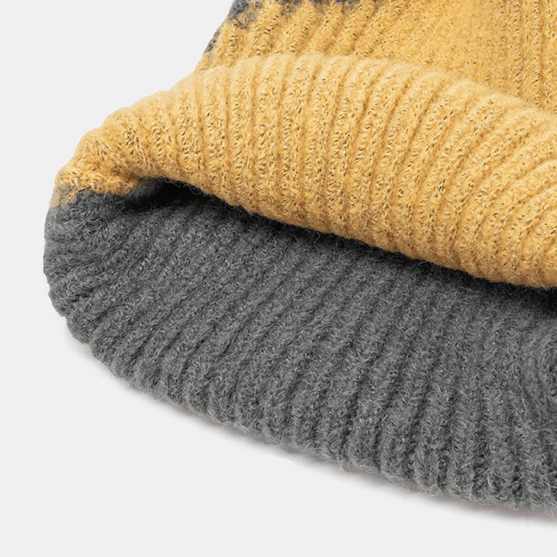 Unisex Vinterfarvematchende Enkel Strikhue Udendørs Casual All-match Elastik Ørebeskyttelse Varm Beanie Hat