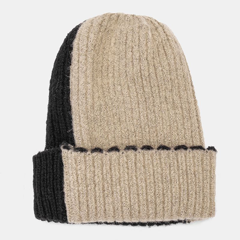 Unisex Vinterfarvematchende Enkel Strikhue Udendørs Casual All-match Elastik Ørebeskyttelse Varm Beanie Hat