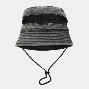 Vaskbar Bomuld Bucket Hat Mesh Åndbar Fritid Fisker Hat Bucket Hat