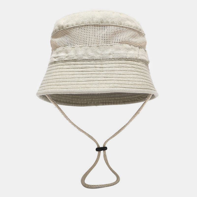 Vaskbar Bomuld Bucket Hat Mesh Åndbar Fritid Fisker Hat Bucket Hat