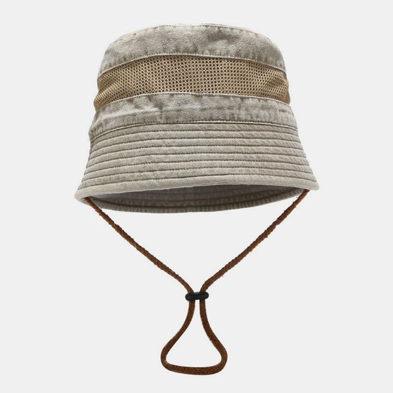 Vaskbar Bomuld Bucket Hat Mesh Åndbar Fritid Fisker Hat Bucket Hat