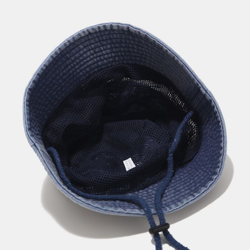 Vaskbar Bomuld Bucket Hat Mesh Åndbar Fritid Fisker Hat Bucket Hat