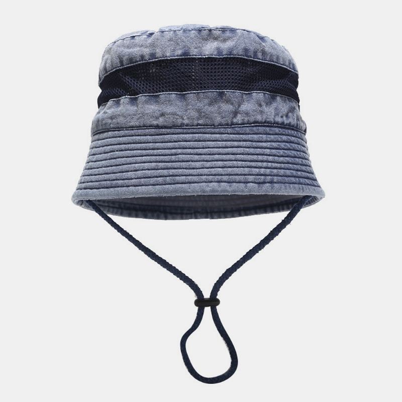 Vaskbar Bomuld Bucket Hat Mesh Åndbar Fritid Fisker Hat Bucket Hat