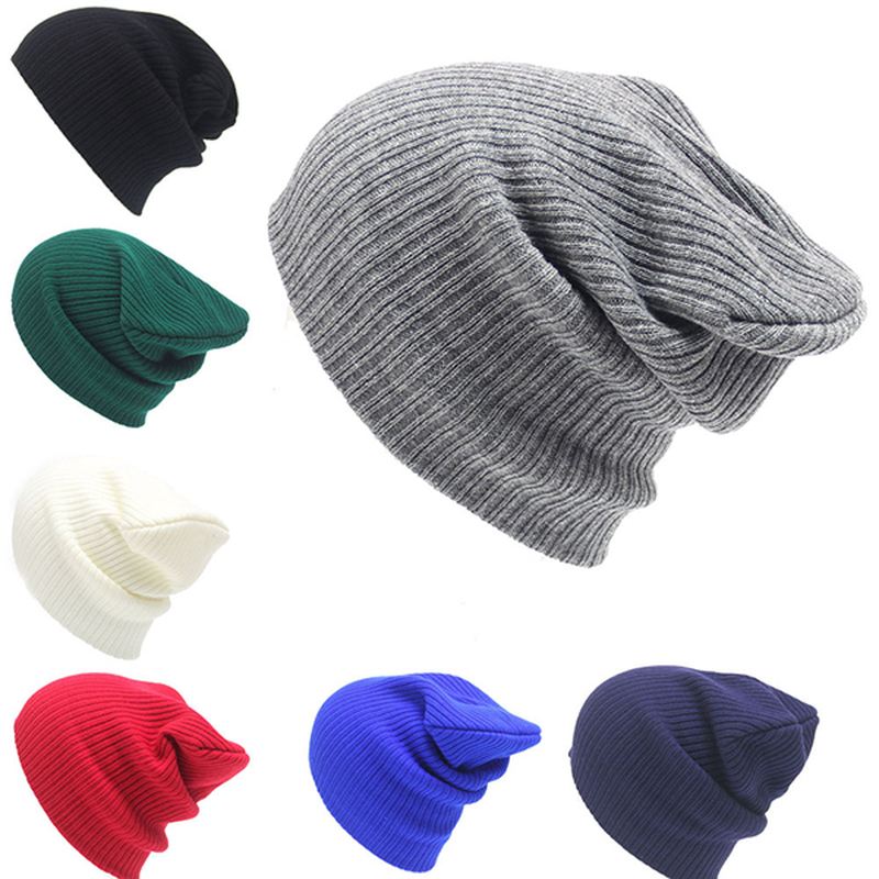 Vinter Casual Strikket Varm Skullies Beanies Hatte Høj Elastisk Mænd Kvinder Hat