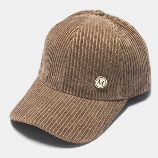 Womne Corduroy Warm M Badge Solvisor All-match Casual Baseballhat