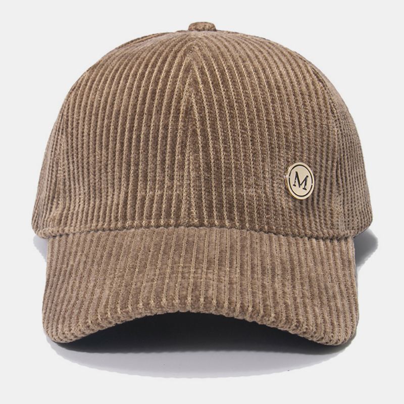 Womne Corduroy Warm M Badge Solvisor All-match Casual Baseballhat