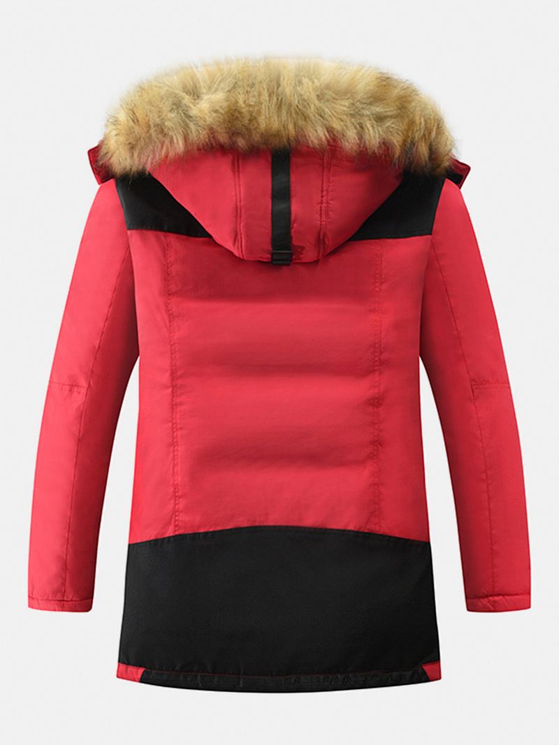 Herre Vinter Thicken Multi-pocket Lynlås Pels Hætte Warm Down Coat