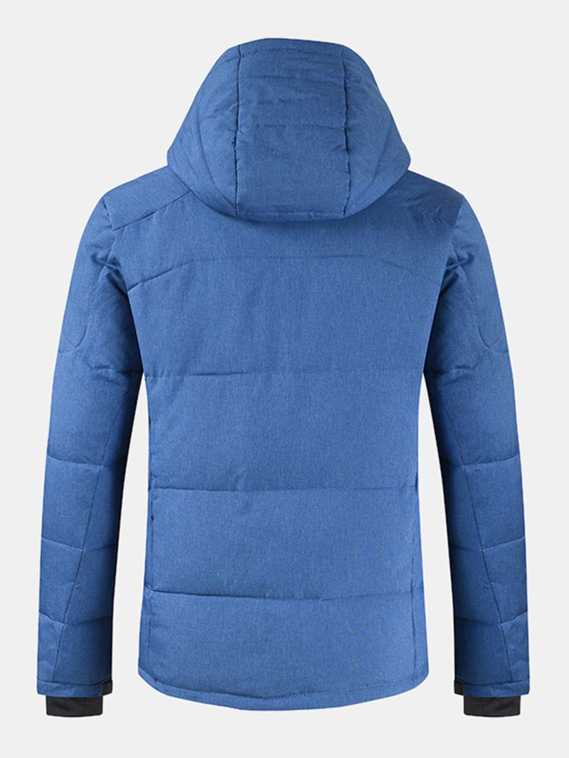 Herre Vinter Warm Thicken Zipper Detail Ensfarvet Hætte Dunfrakke