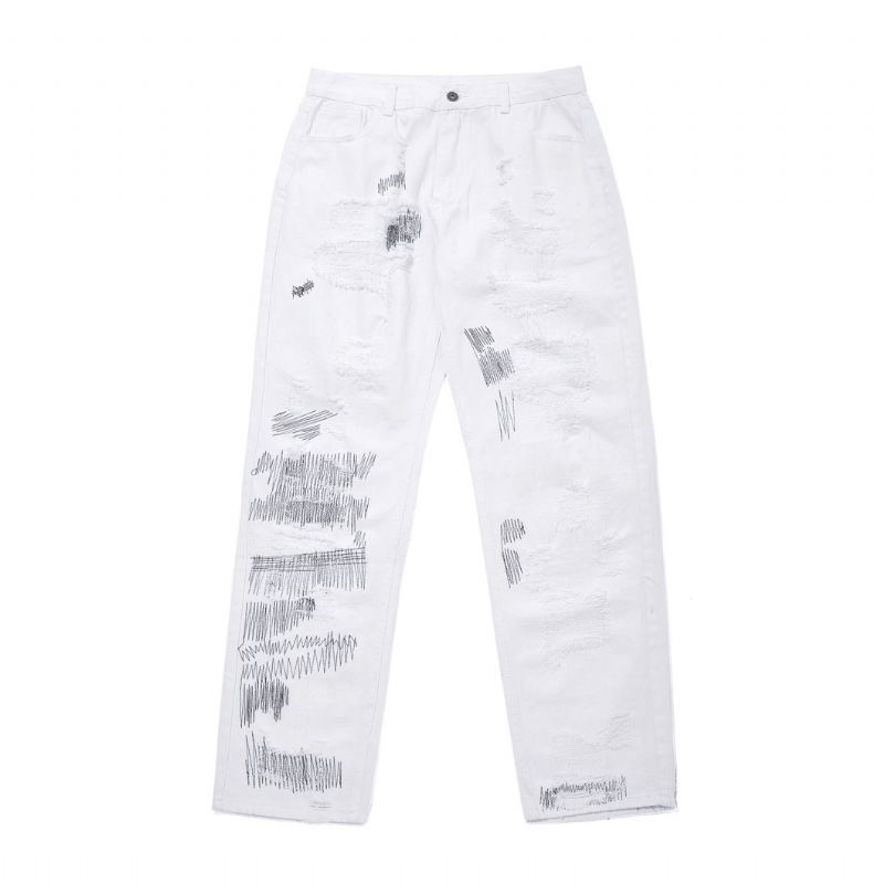 7tt Original National Chaogao Street Cut Løs Lige Jeans Herre Brede Ben Højtalje Alsidige Casual Bukser