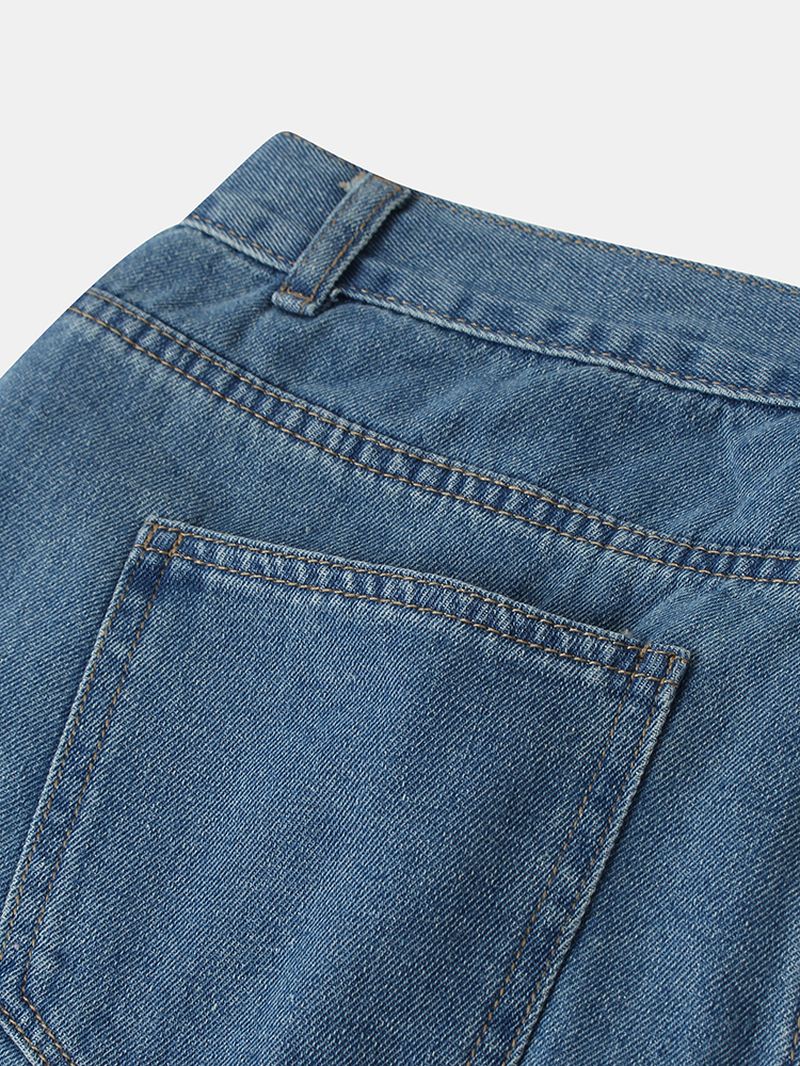 Herre Brev Mønster Lomme Løse Mid Waist Jeans