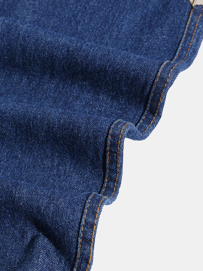 Herre Patchwork Multi Pocket Snøre Elastisk Talje Løs Jogger Jeans