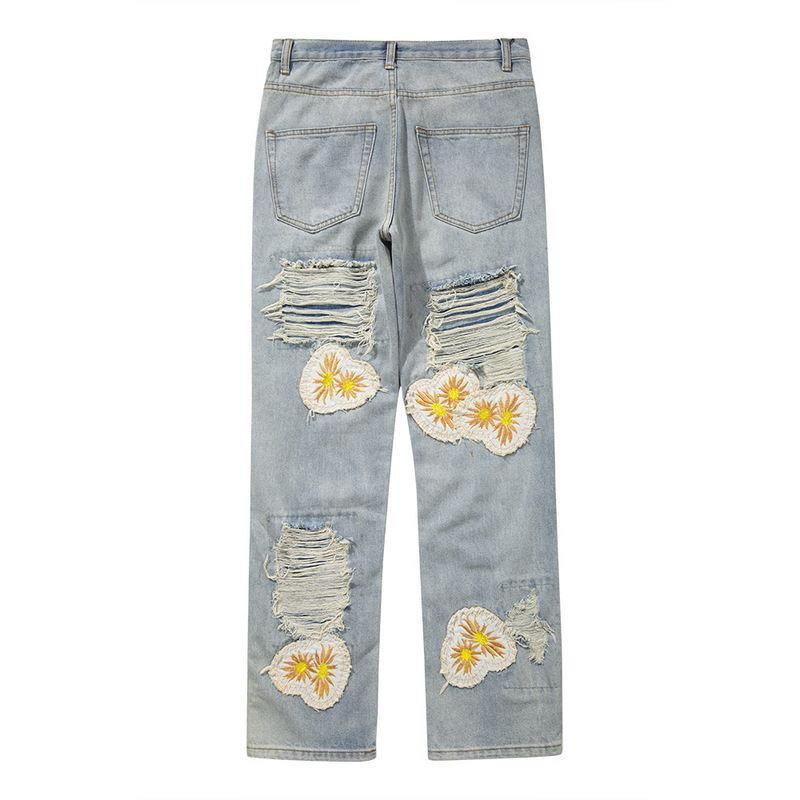 High Street Heavy Hole Patch-broderede Jeans