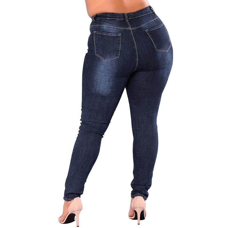 Højtaljede Jeans Femme Kvinder 5xl 6xl 7xl Plus Size Leggings Blå Denim Skinny Jeans Pencil Bukser Stretch Bodycon Slimbukser