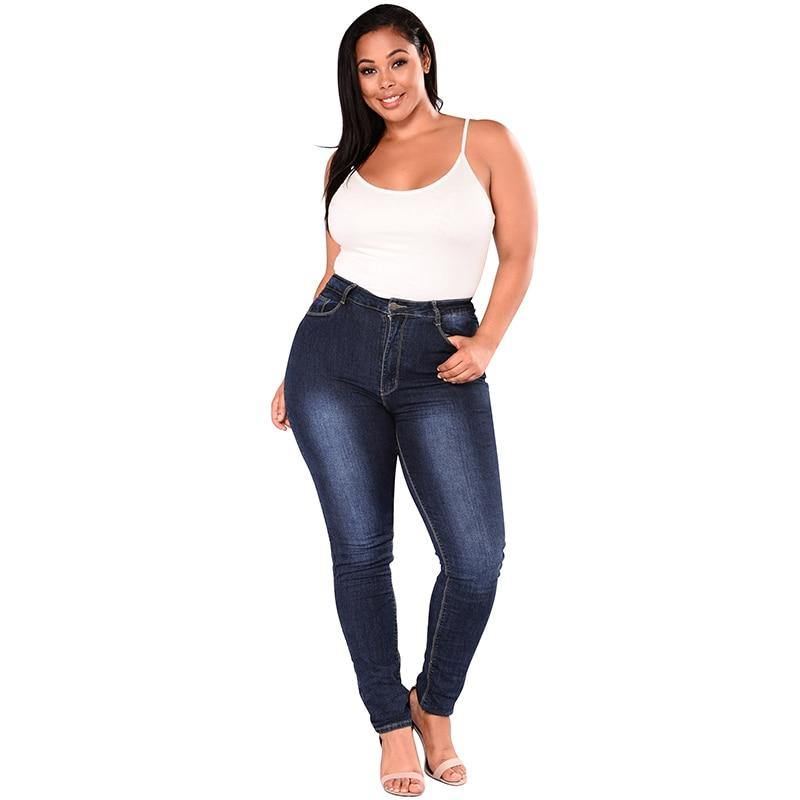 Højtaljede Jeans Femme Kvinder 5xl 6xl 7xl Plus Size Leggings Blå Denim Skinny Jeans Pencil Bukser Stretch Bodycon Slimbukser