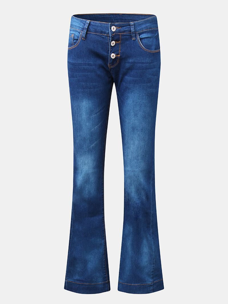 Kvinder Lommeknap Denim Casual Bell-bottoms Jeans