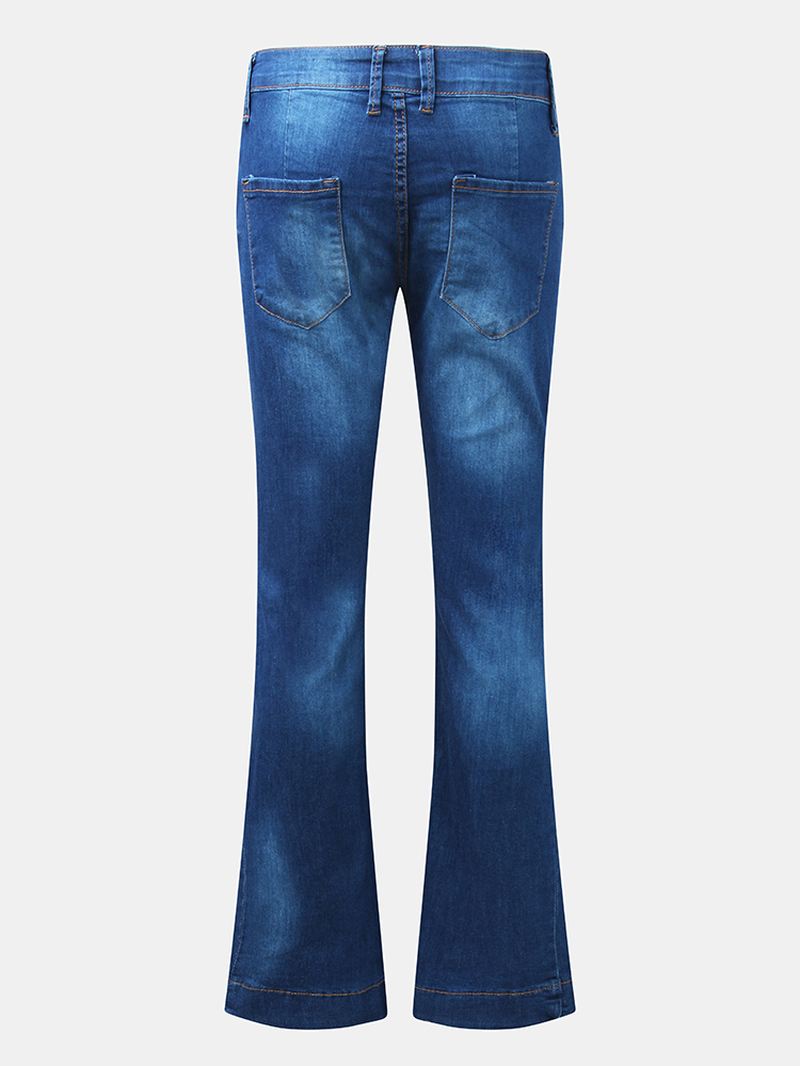 Kvinder Lommeknap Denim Casual Bell-bottoms Jeans