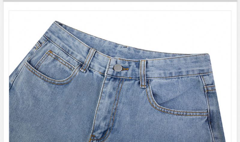 Lige Denim Løs Bukser Med Brede Ben Retro Vaskede Afskårne Afslappede Bukser