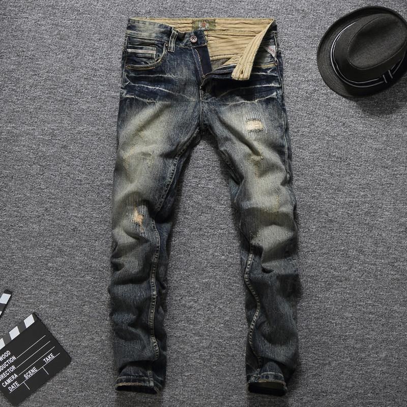 Mænd Jeans Vintage Retro Stil Slim Fit Rippede Jeans Homme Balplein Brand Jeans Mænd Cotton Denim Biker