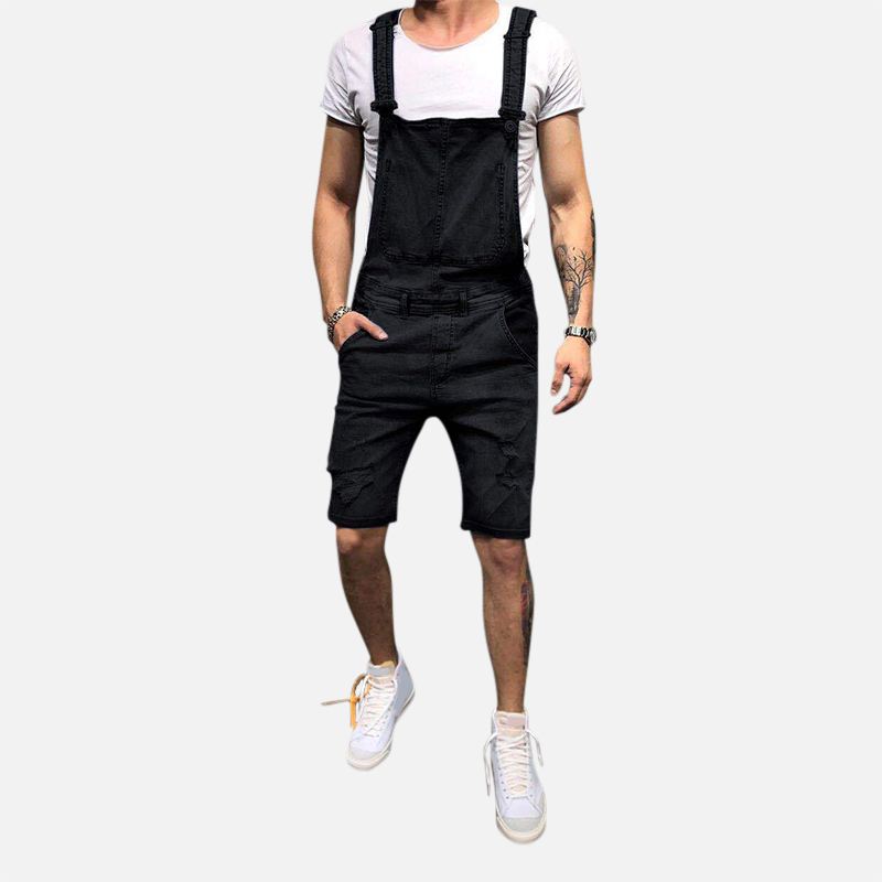 Mænd Slim Fit Denim Kort Casual Jumpsuit