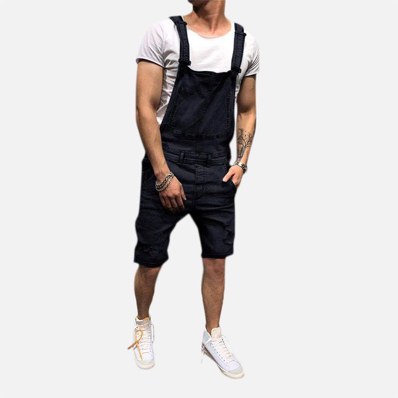 Mænd Slim Fit Denim Kort Casual Jumpsuit