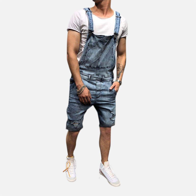 Mænd Slim Fit Denim Kort Casual Jumpsuit