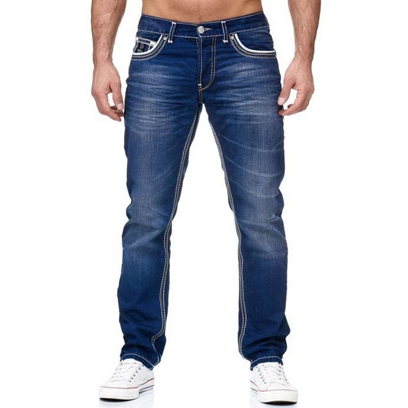 Mænds Hvide Distressed Mid-rise Løse Lige Ben Jeans