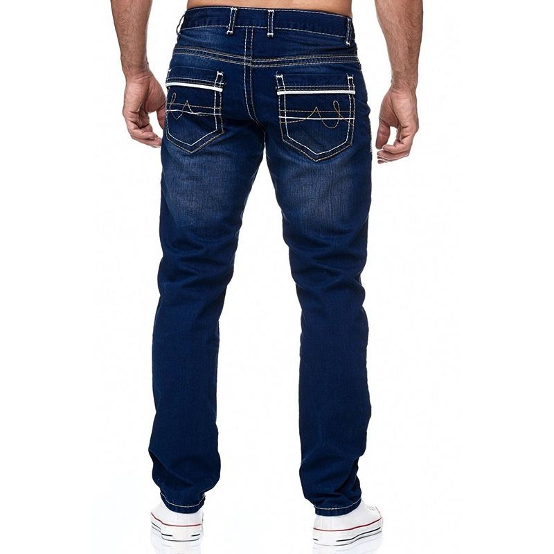 Mænds Hvide Distressed Mid-rise Løse Lige Ben Jeans