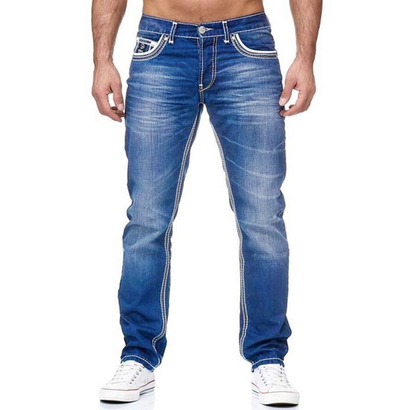 Mænds Hvide Distressed Mid-rise Løse Lige Ben Jeans