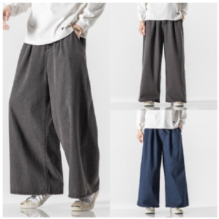 Mænds Jeans Plus Størrelse Kinesisk Stil Casual Bukser Med Brede Ben