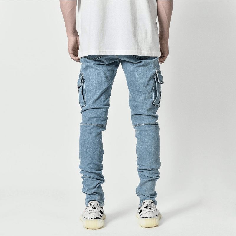 Moderigtige Og Enkle Mænds Multi-pocket Tooling Jeans