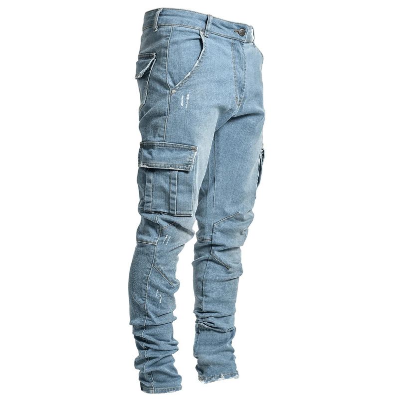 Moderigtige Og Enkle Mænds Multi-pocket Tooling Jeans