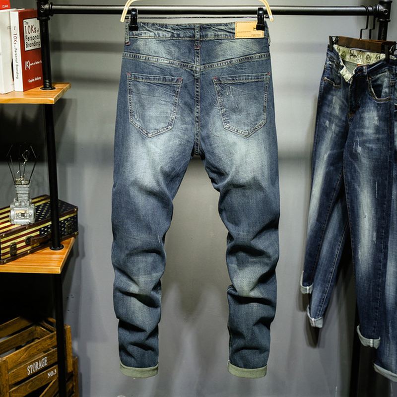 Nye Lige Slanke Jeans Til Mænd Med Retro Stretch Denimbukser Til Afslappede Fødder