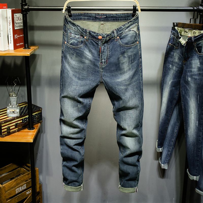 Nye Lige Slanke Jeans Til Mænd Med Retro Stretch Denimbukser Til Afslappede Fødder