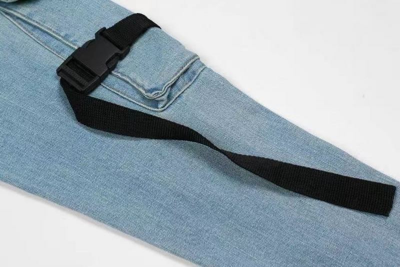 Ødelagte Lynlåsremme Vaskede Distressed Jeans