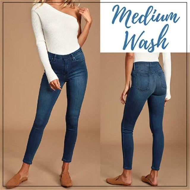 Perfect Fit Jeans Leggings Eksplosionsmodeller Imiteret Denim Dameleggings 9 Point Bukser Pull Hair Med Tryk Imiteret Denim