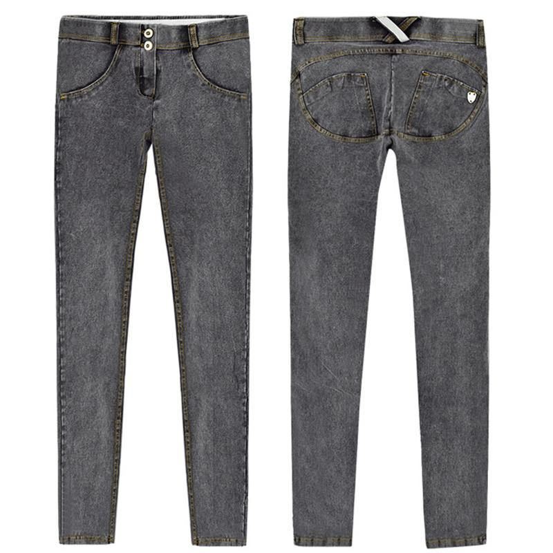 Sexede Jeans Med Lav Talje Kvinde Peach Push Up Hip Skinny Denimbukser Til Kvinder Kæreste Jeans Til Kvinder Elastiske Grå Jeans Plus Size