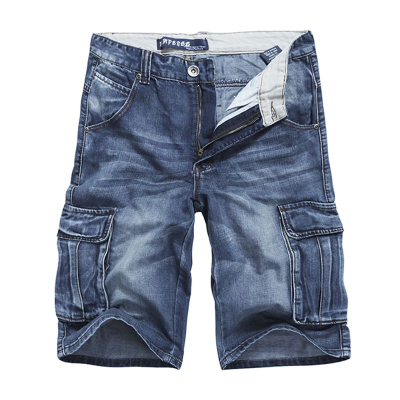 Sommer Herre Store Lommer Jeans Loose Street Skateboard Denimshorts